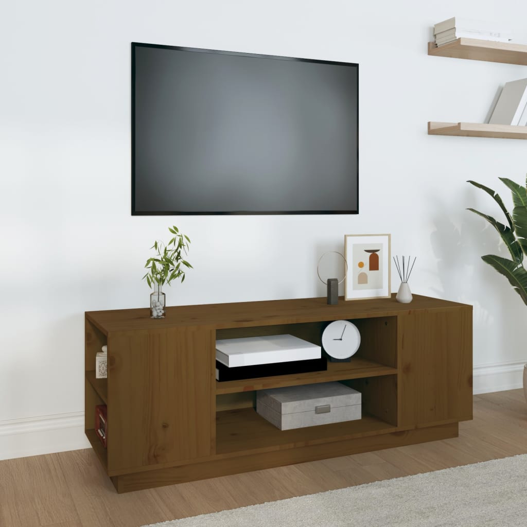 Comodă Tv, , 110X35X40,5 Cm, Lemn Masiv De Pin
