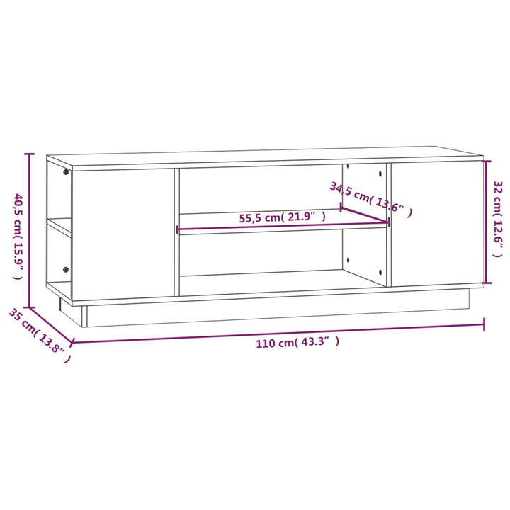 Comodă Tv, , 110X35X40,5 Cm, Lemn Masiv De Pin