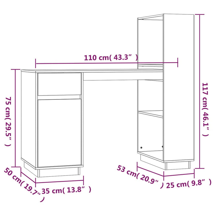 Birou, , 110X53X117 Cm, Lemn Masiv De Pin