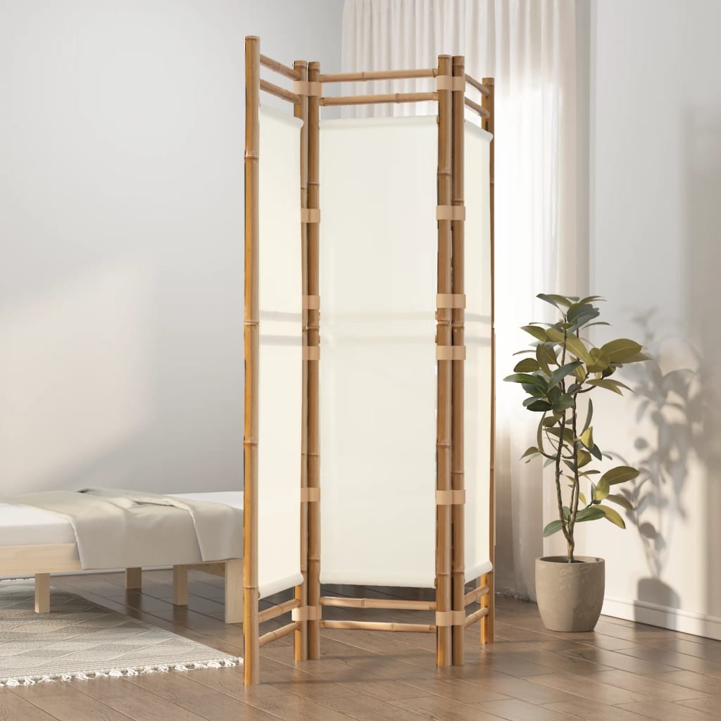 Separator De Cameră Pliabil Cu 3 Panouri 120 Cm Bambus Și Pânză