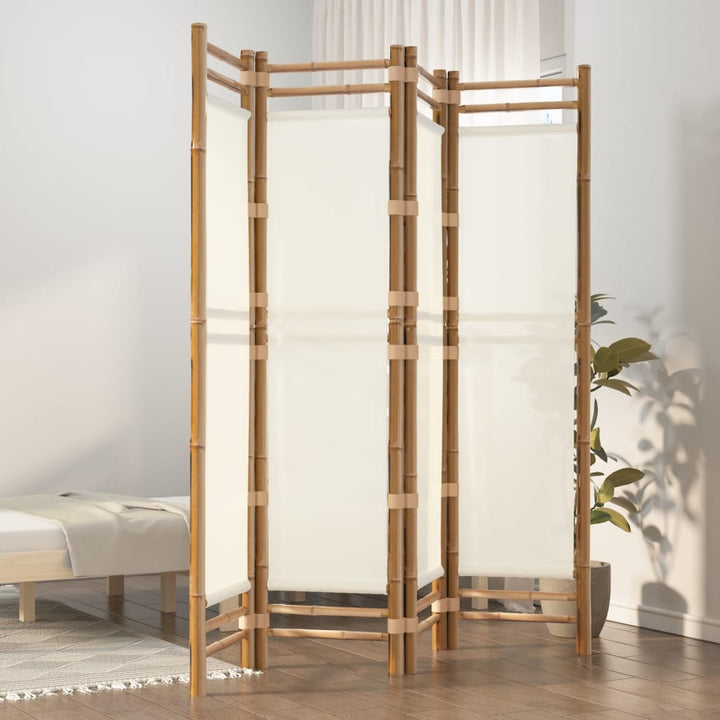 Separator De Cameră Pliabil Cu 3 Panouri 120 Cm Bambus Și Pânză