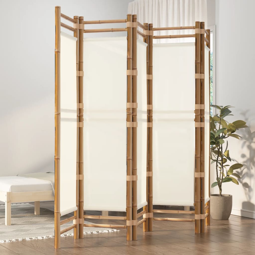 Separator De Cameră Pliabil Cu 3 Panouri 120 Cm Bambus Și Pânză
