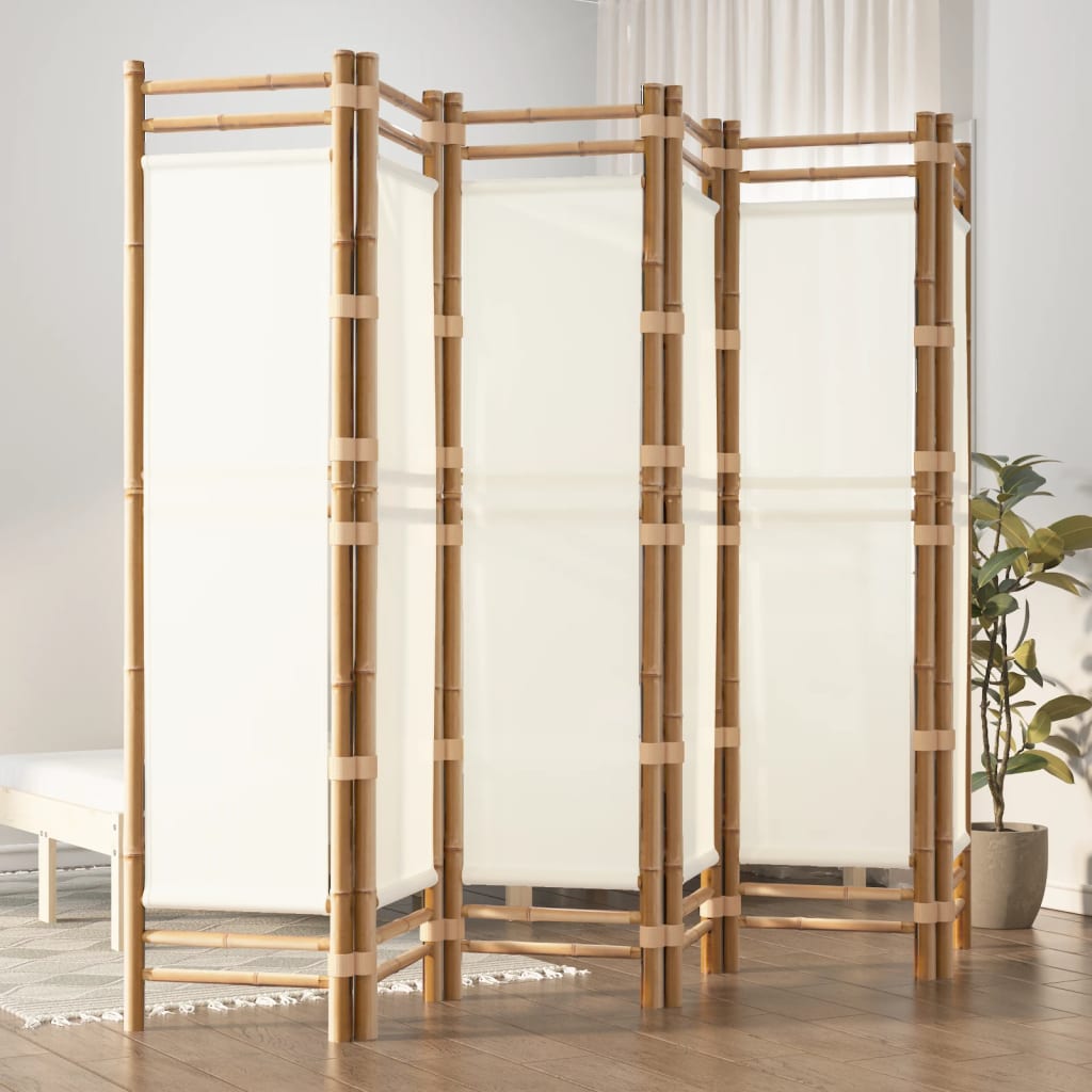 Separator De Cameră Pliabil Cu 3 Panouri 120 Cm Bambus Și Pânză
