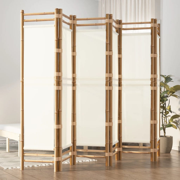 Separator De Cameră Pliabil Cu 3 Panouri 120 Cm Bambus Și Pânză