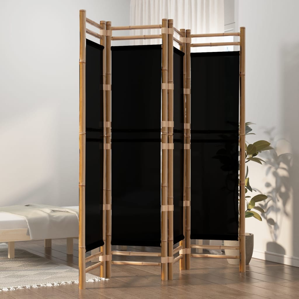 Separator De Cameră Pliabil Cu 3 Panouri 120 Cm Bambus Și Pânză