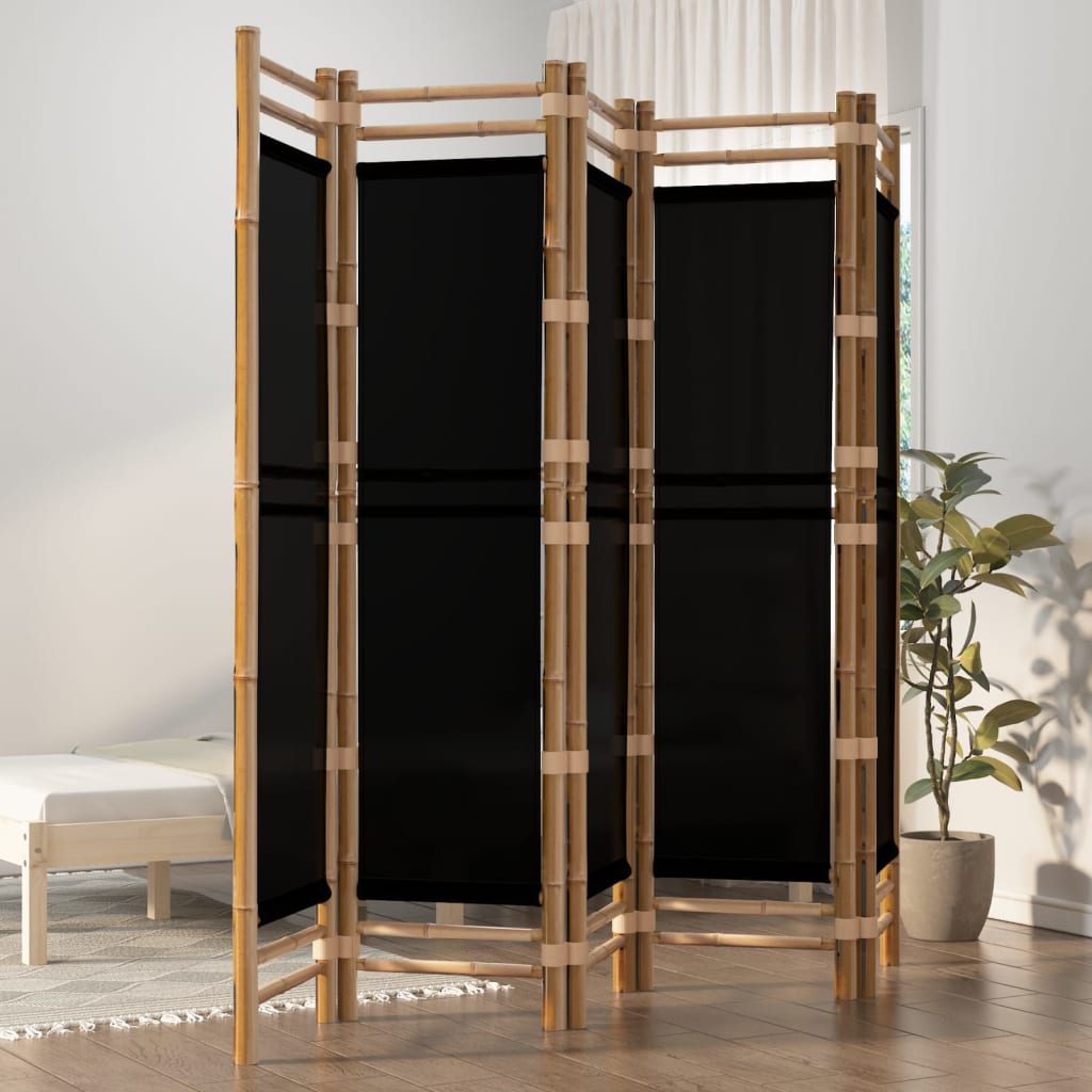 Separator De Cameră Pliabil Cu 3 Panouri 120 Cm Bambus Și Pânză