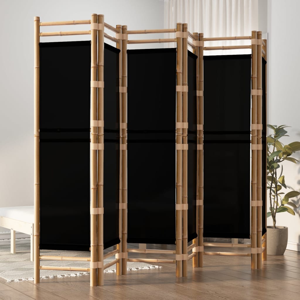 Separator De Cameră Pliabil Cu 3 Panouri 120 Cm Bambus Și Pânză