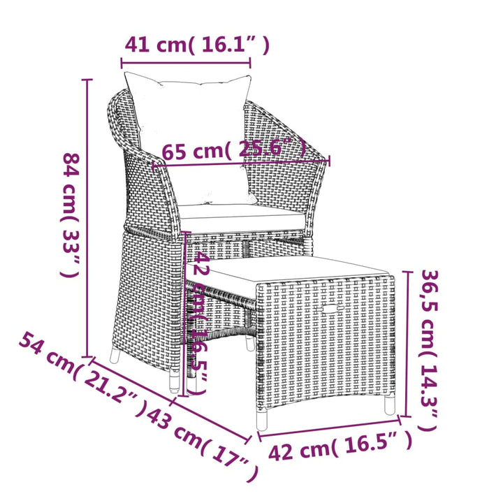 Set Mobilier De Grădină Cu Perne, 2 Piese, , Poliratan