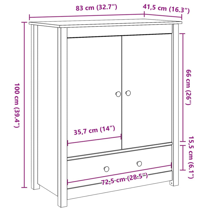 Dulap, 83X41,5X100 Cm, Lemn Masiv De Pin