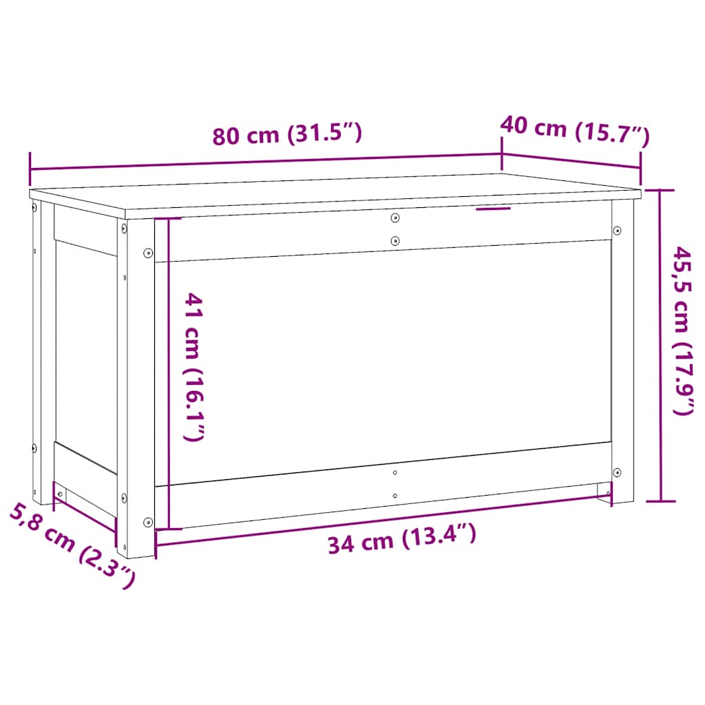 Cutie De Depozitare, , 80X40X45,5 Cm, Lemn Masiv De Pin