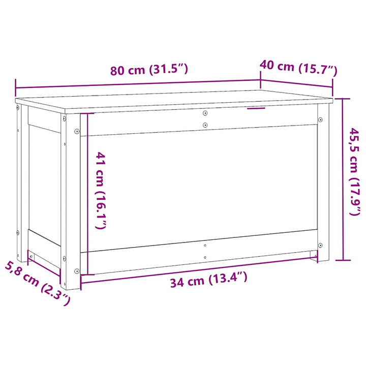 Cutie De Depozitare, , 80X40X45,5 Cm, Lemn Masiv De Pin
