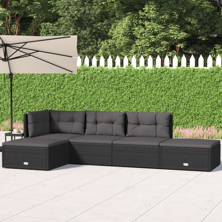 Set Mobilier De Grădină Cu Perne, 5 Piese, , Poliratan