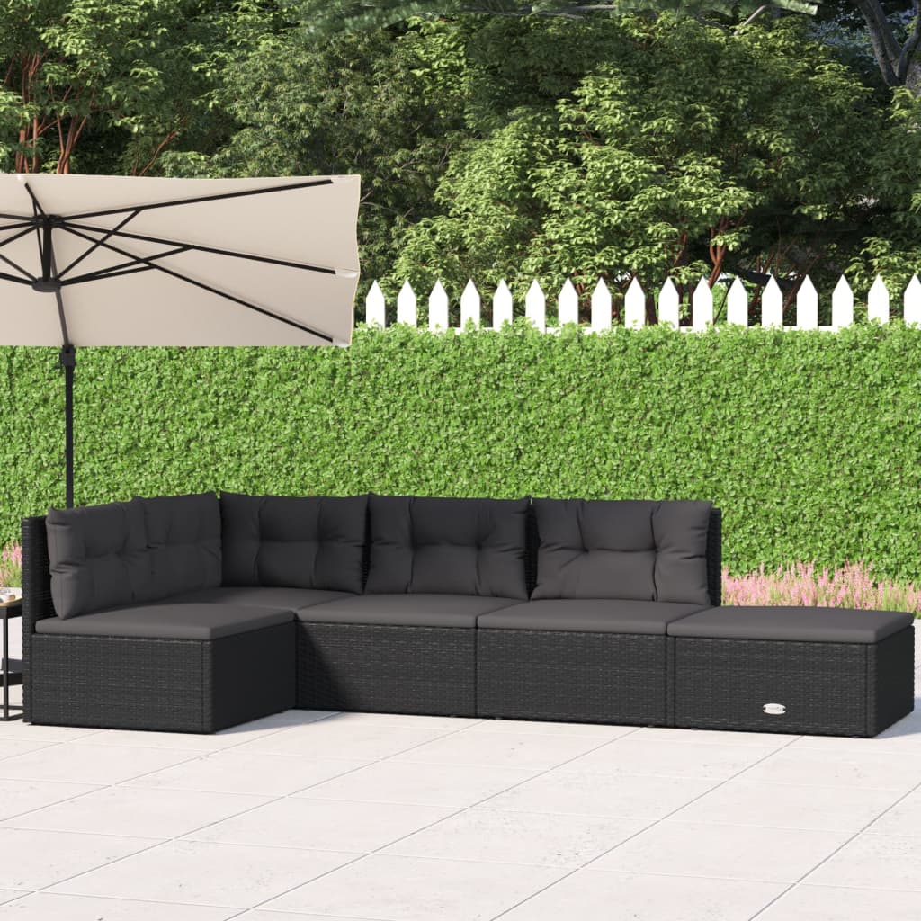 Set Mobilier De Grădină Cu Perne, 5 Piese, , Poliratan