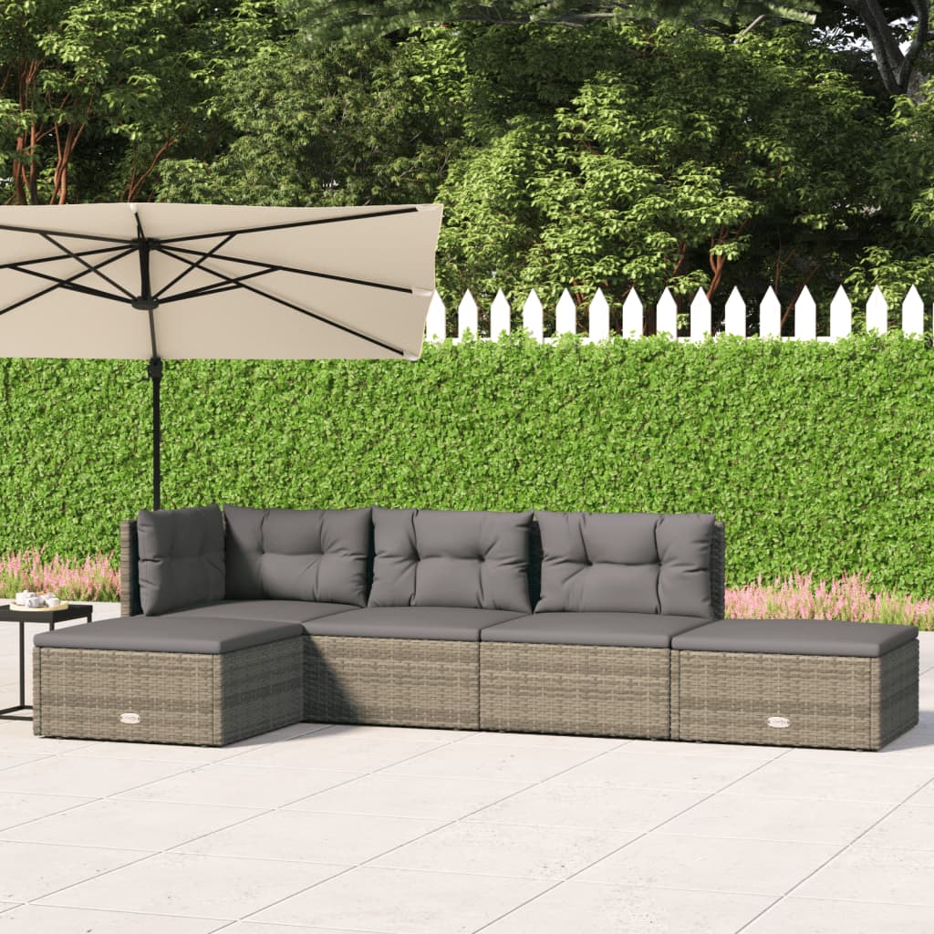 Set Mobilier De Grădină Cu Perne, 5 Piese, , Poliratan