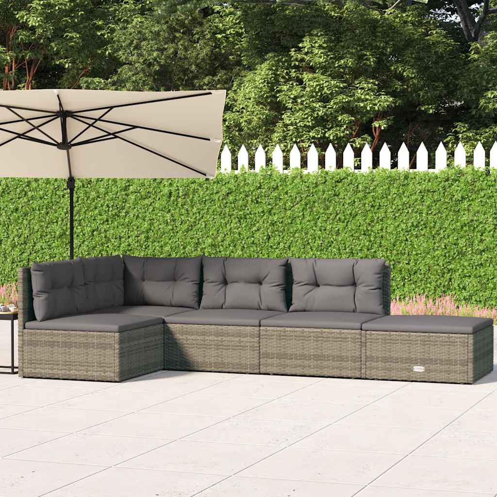 Set Mobilier De Grădină Cu Perne, 5 Piese, , Poliratan