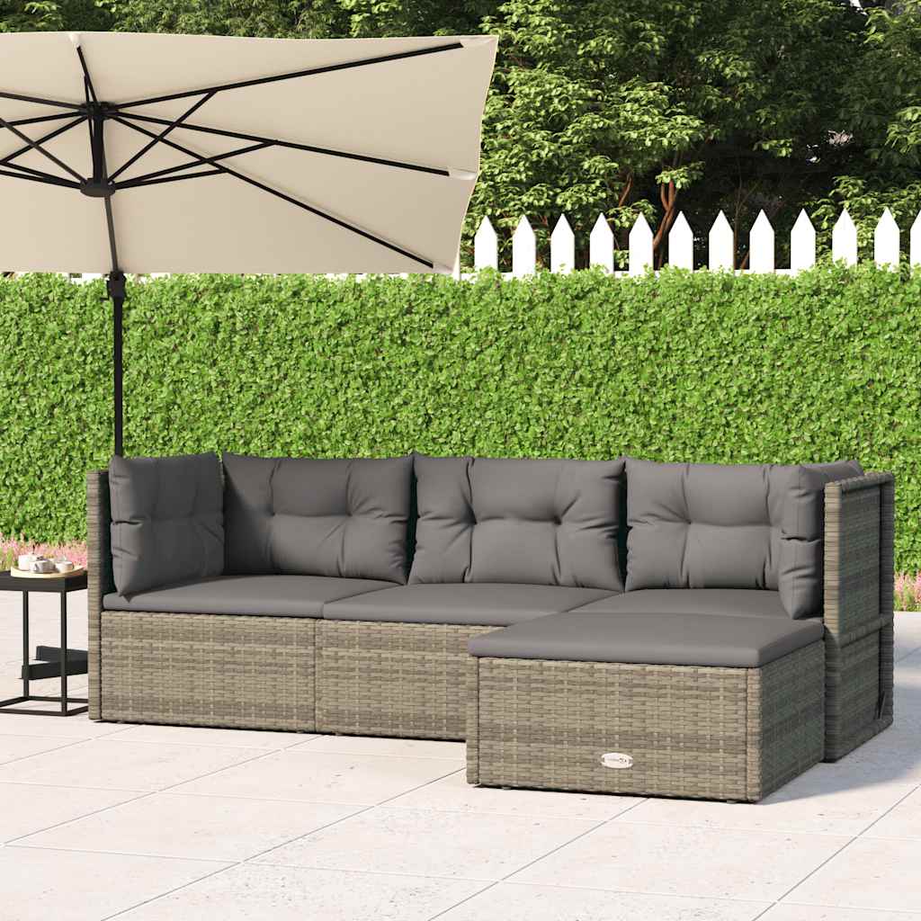 Set Mobilier De Grădină Cu Perne, 5 Piese, , Poliratan