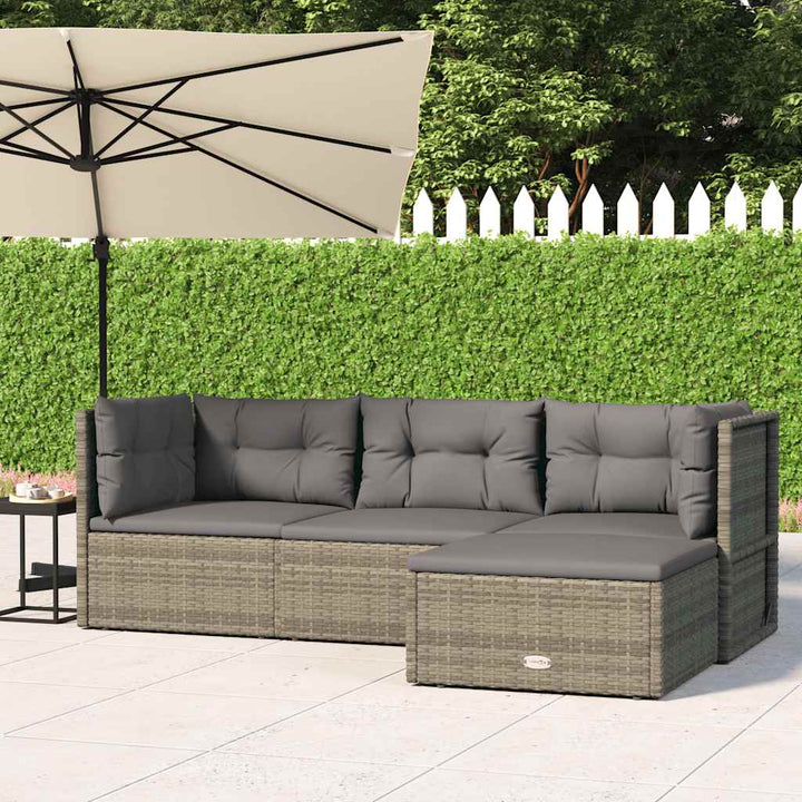 Set Mobilier De Grădină Cu Perne, 5 Piese, , Poliratan
