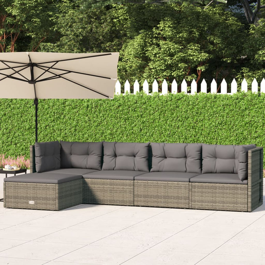 Set Mobilier De Grădină Cu Perne, 5 Piese, , Poliratan