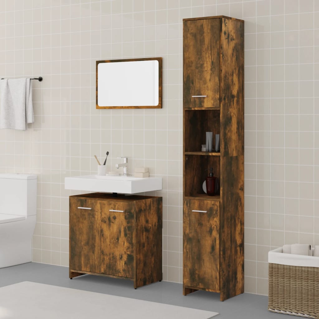 Set Mobilier De Baie, 3 Piese, , Lemn Prelucrat