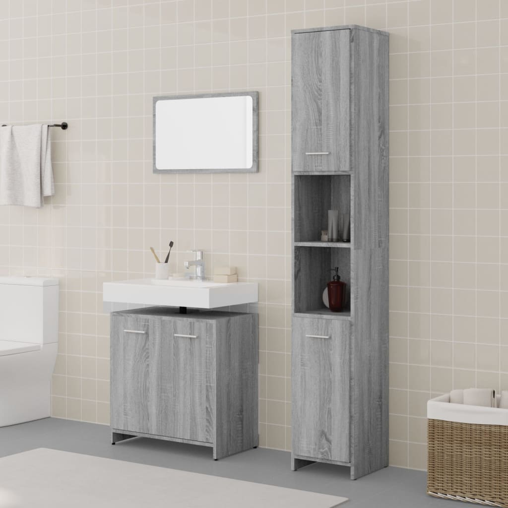 Set Mobilier De Baie, 3 Piese, , Lemn Prelucrat