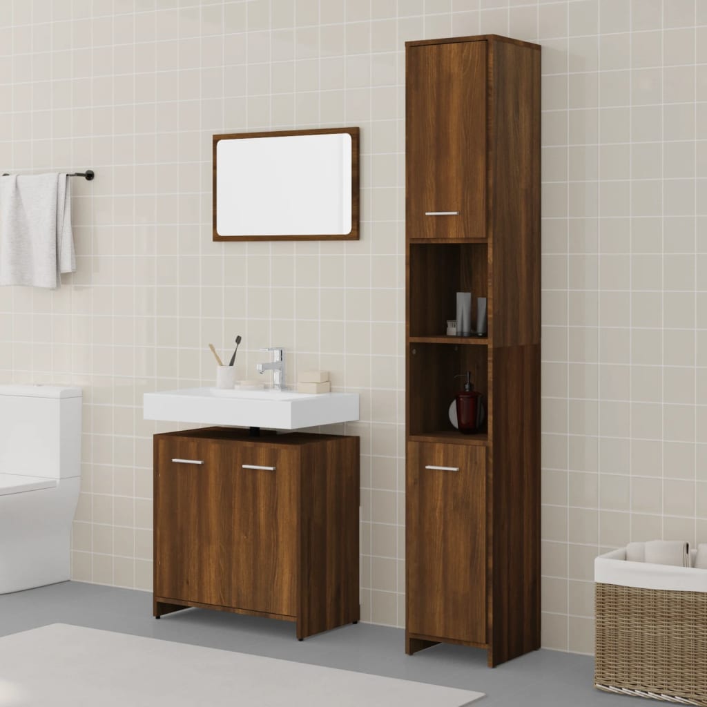 Set Mobilier De Baie, 3 Piese, , Lemn Prelucrat