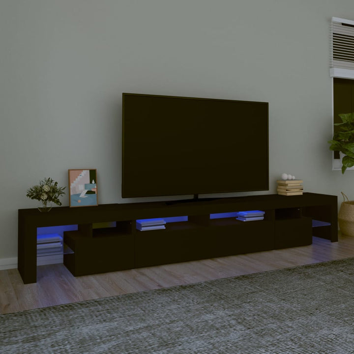 Comodă Tv Cu Lumini Led, Alb Extralucios, 290X36,5X40 Cm