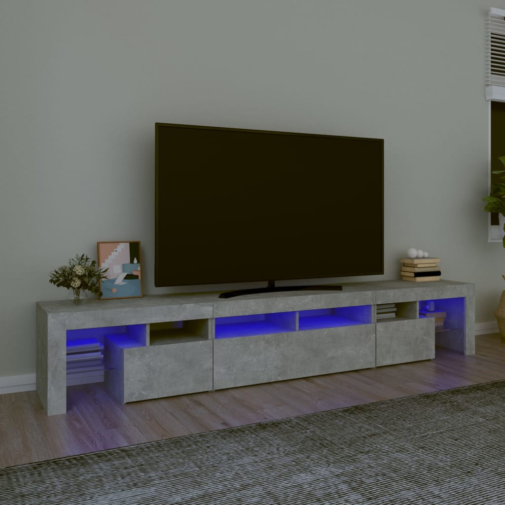 Comodă Tv Cu Lumini Led, Alb Extralucios, 290X36,5X40 Cm