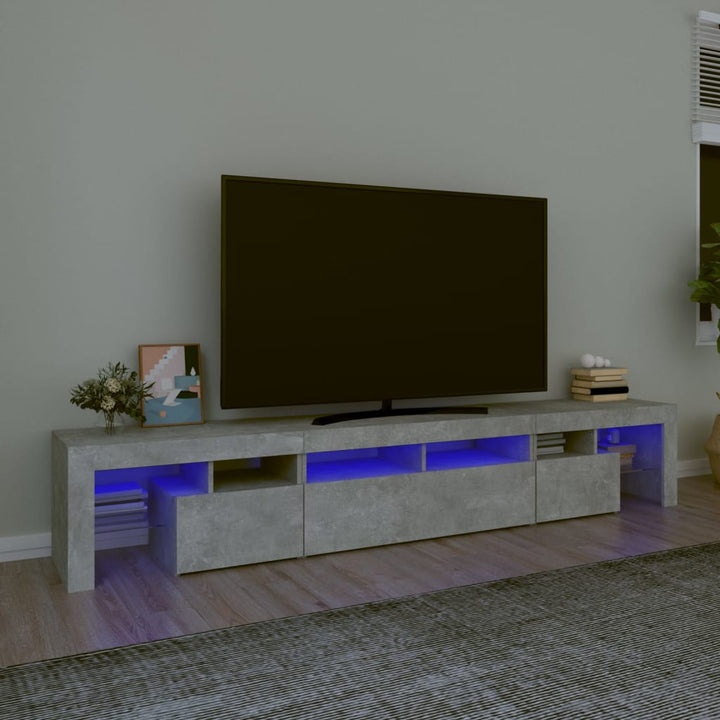 Comodă Tv Cu Lumini Led, Alb Extralucios, 290X36,5X40 Cm