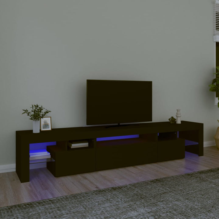 Comodă Tv Cu Lumini Led, Alb Extralucios, 290X36,5X40 Cm
