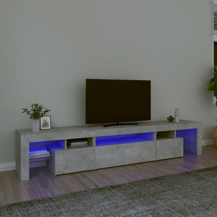 Comodă Tv Cu Lumini Led, Alb Extralucios, 290X36,5X40 Cm