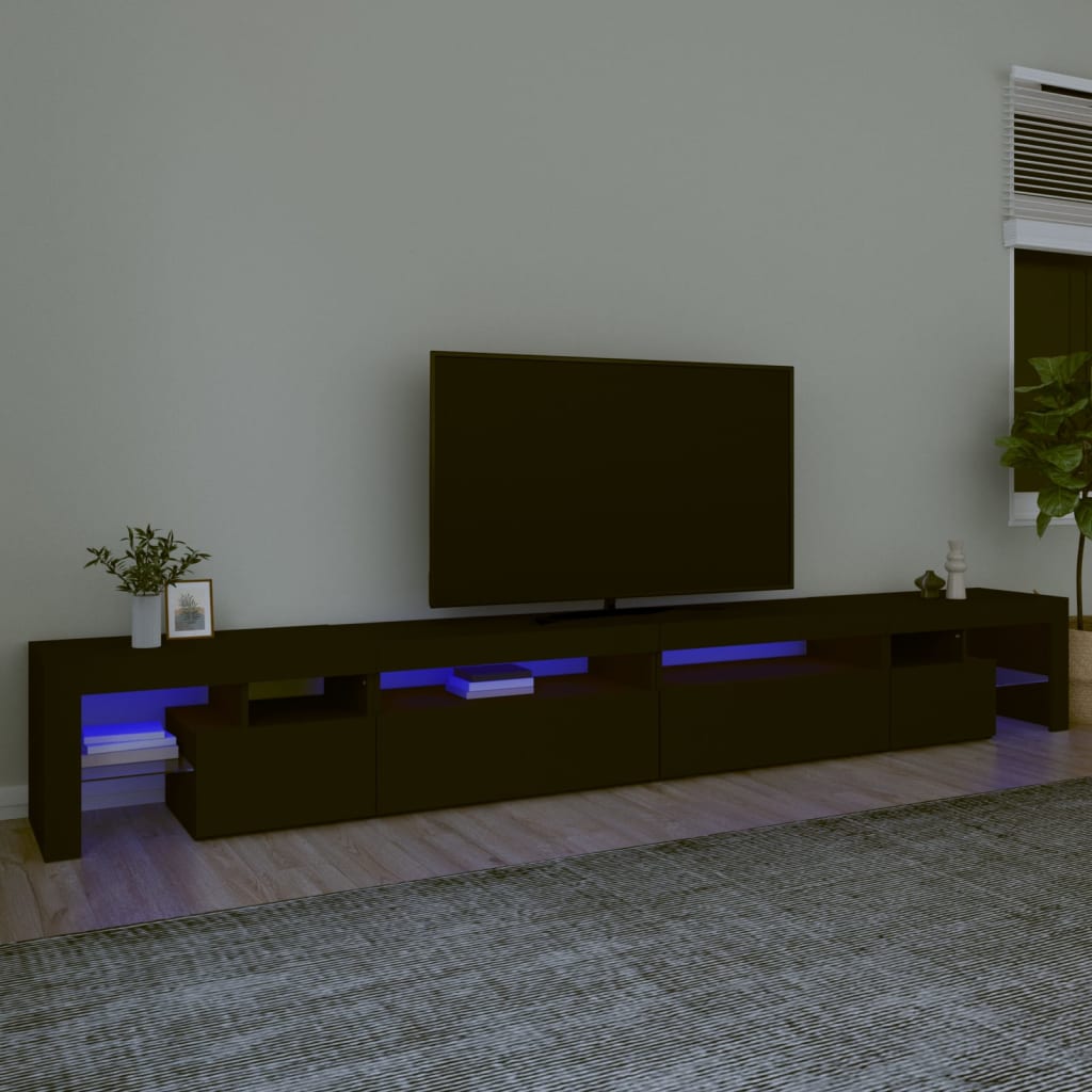 Comodă Tv Cu Lumini Led, Alb Extralucios, 290X36,5X40 Cm