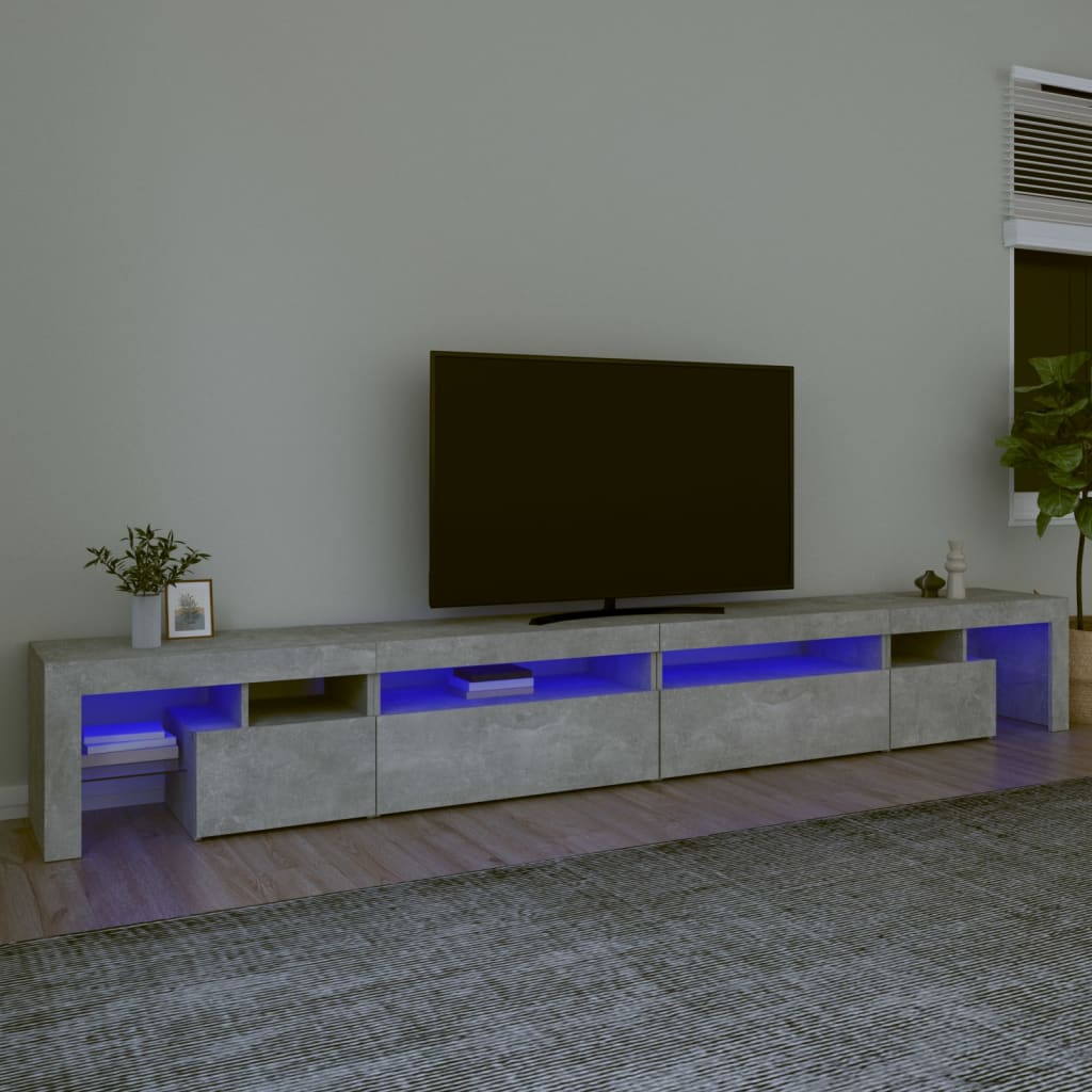 Comodă Tv Cu Lumini Led, Alb Extralucios, 290X36,5X40 Cm