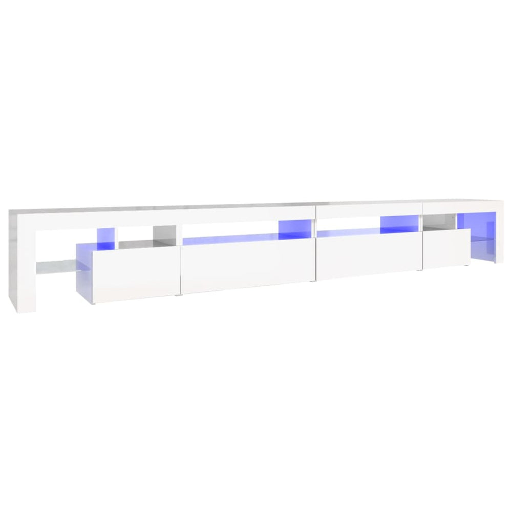 Comodă Tv Cu Lumini Led, Alb Extralucios, 290X36,5X40 Cm