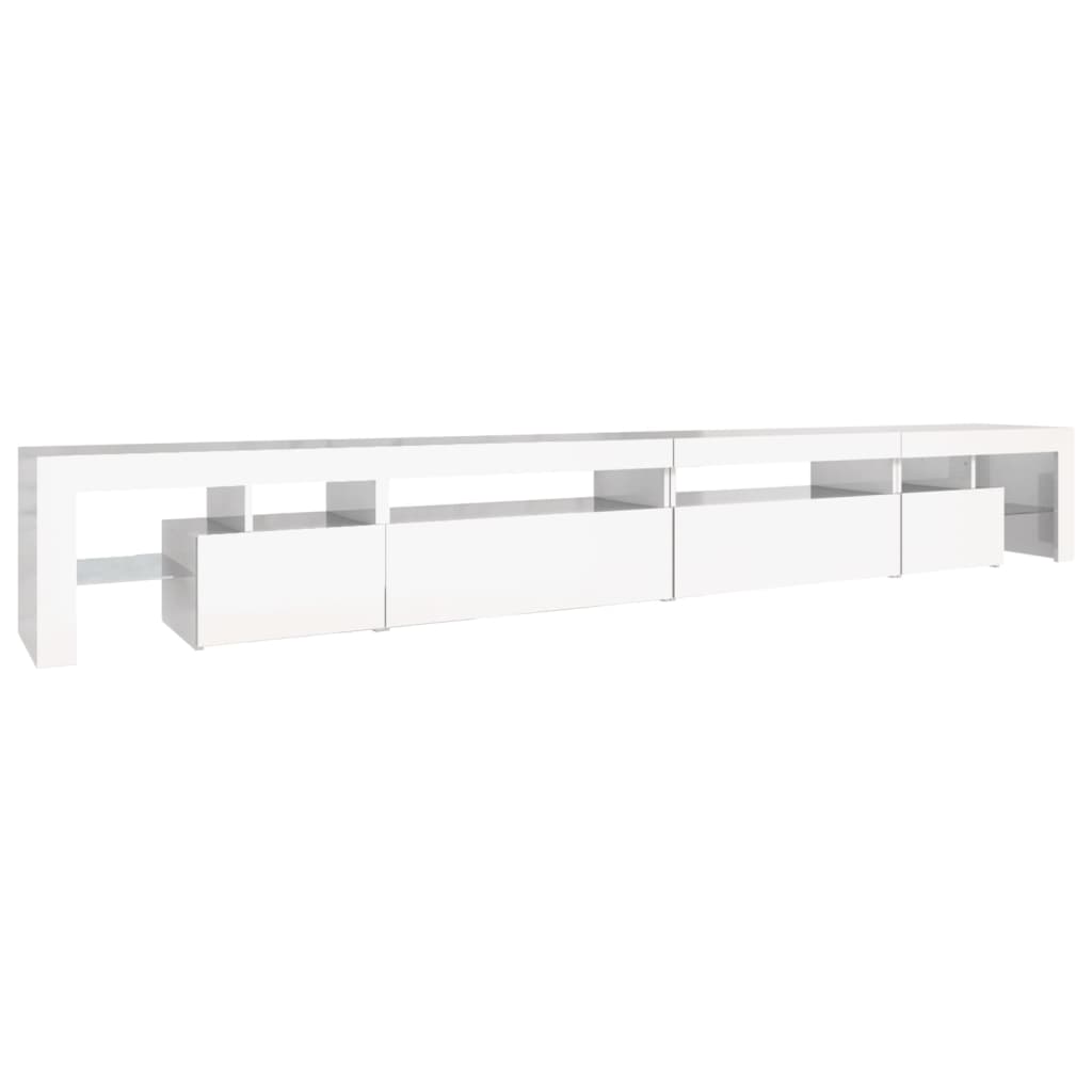 Comodă Tv Cu Lumini Led, Alb Extralucios, 290X36,5X40 Cm