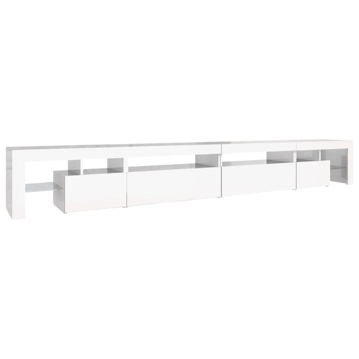 Comodă Tv Cu Lumini Led, Alb Extralucios, 290X36,5X40 Cm