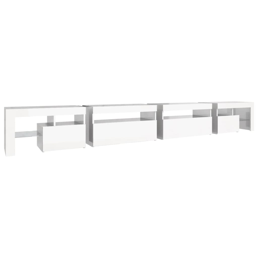 Comodă Tv Cu Lumini Led, Alb Extralucios, 290X36,5X40 Cm