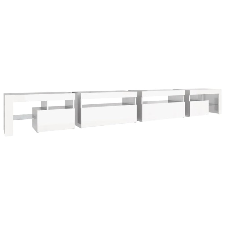 Comodă Tv Cu Lumini Led, Alb Extralucios, 290X36,5X40 Cm