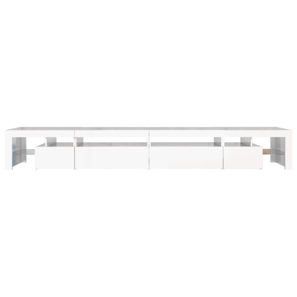 Comodă Tv Cu Lumini Led, Alb Extralucios, 290X36,5X40 Cm