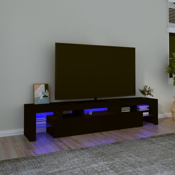 Comodă Tv Cu Lumini Led, Alb Extralucios, 290X36,5X40 Cm