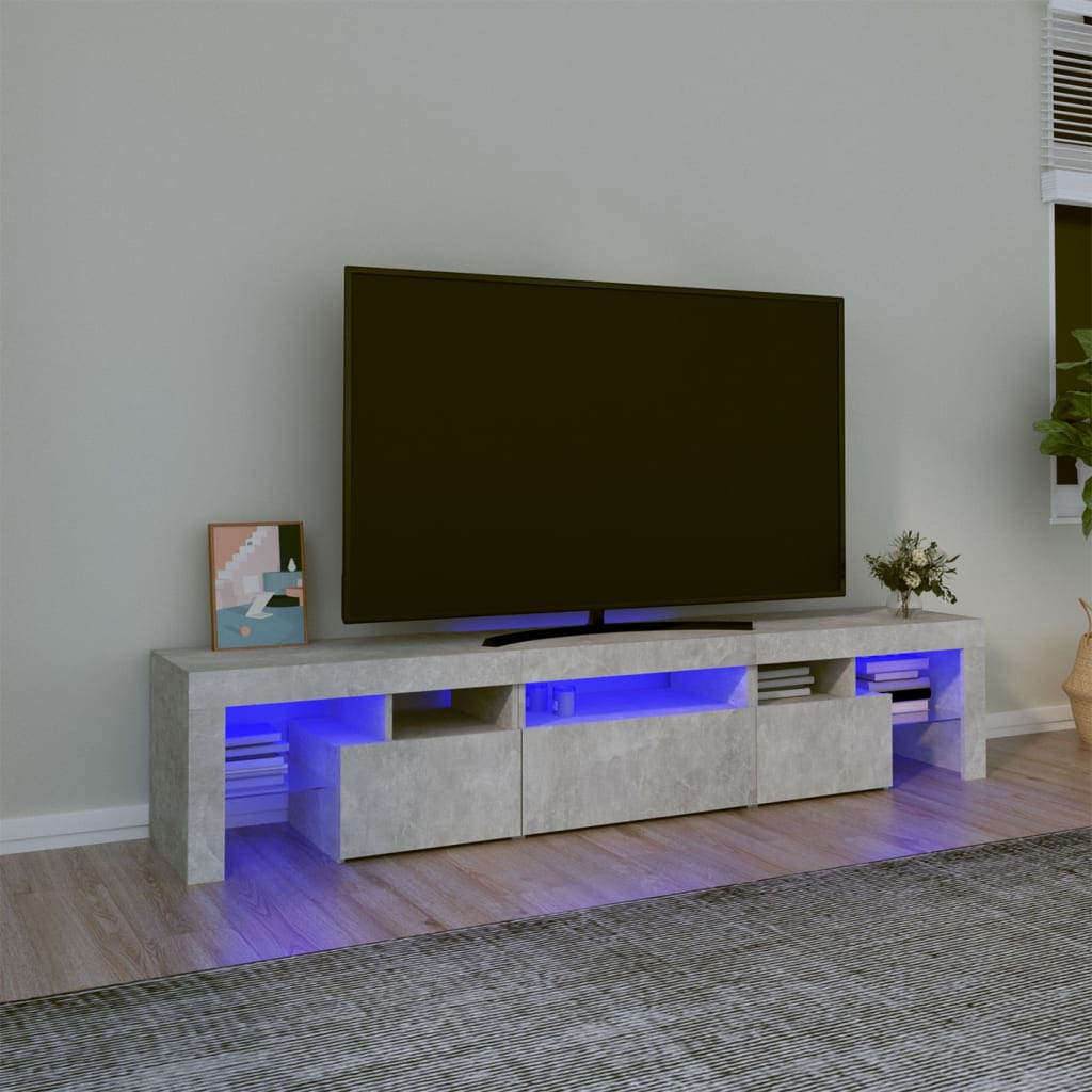 Comodă Tv Cu Lumini Led, Alb Extralucios, 290X36,5X40 Cm
