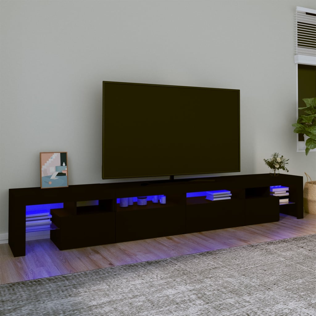 Comodă Tv Cu Lumini Led, Alb Extralucios, 290X36,5X40 Cm