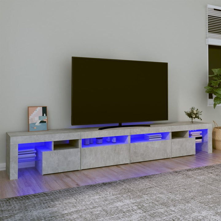 Comodă Tv Cu Lumini Led, Alb Extralucios, 290X36,5X40 Cm