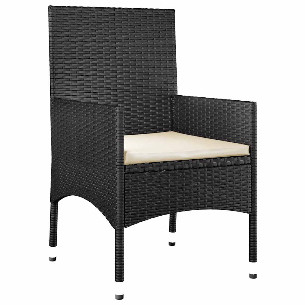 Set Mobilier Relaxare Grădină 4 Piese Cu Perne Poliratan Negru