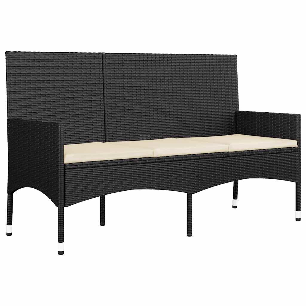 Set Mobilier Relaxare Grădină 4 Piese Cu Perne Poliratan Negru