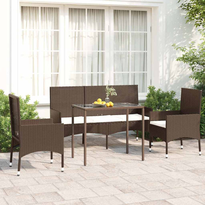 Set Mobilier De Grădină Cu Perne, 4 Piese, , Poliratan