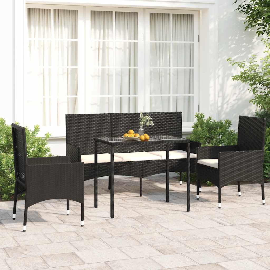 Set Mobilier De Grădină Cu Perne, 4 Piese, , Poliratan