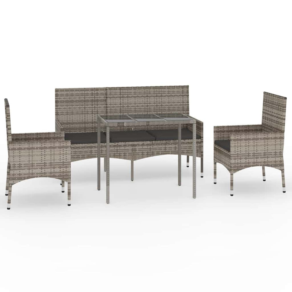 Set Mobilier De Grădină Cu Perne, 4 Piese, , Poliratan