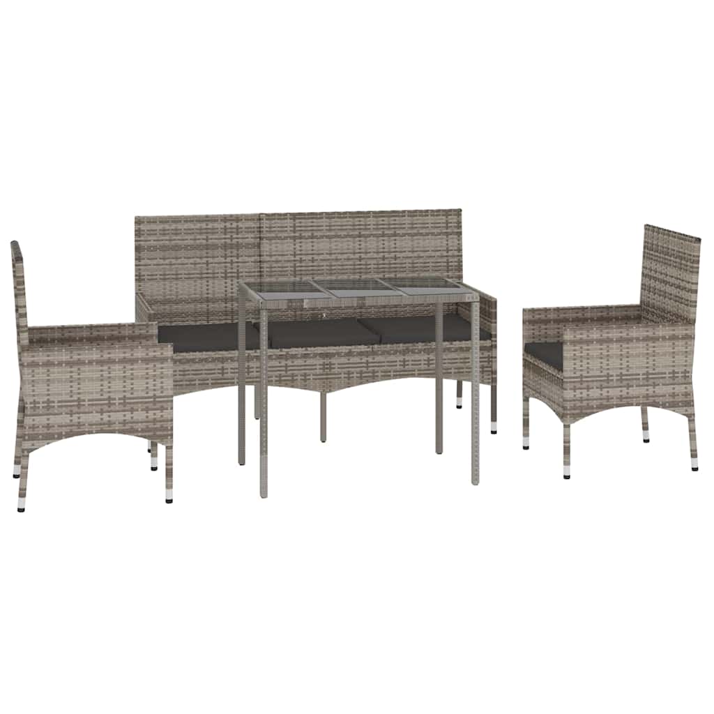 Set Mobilier De Grădină Cu Perne, 4 Piese, , Poliratan