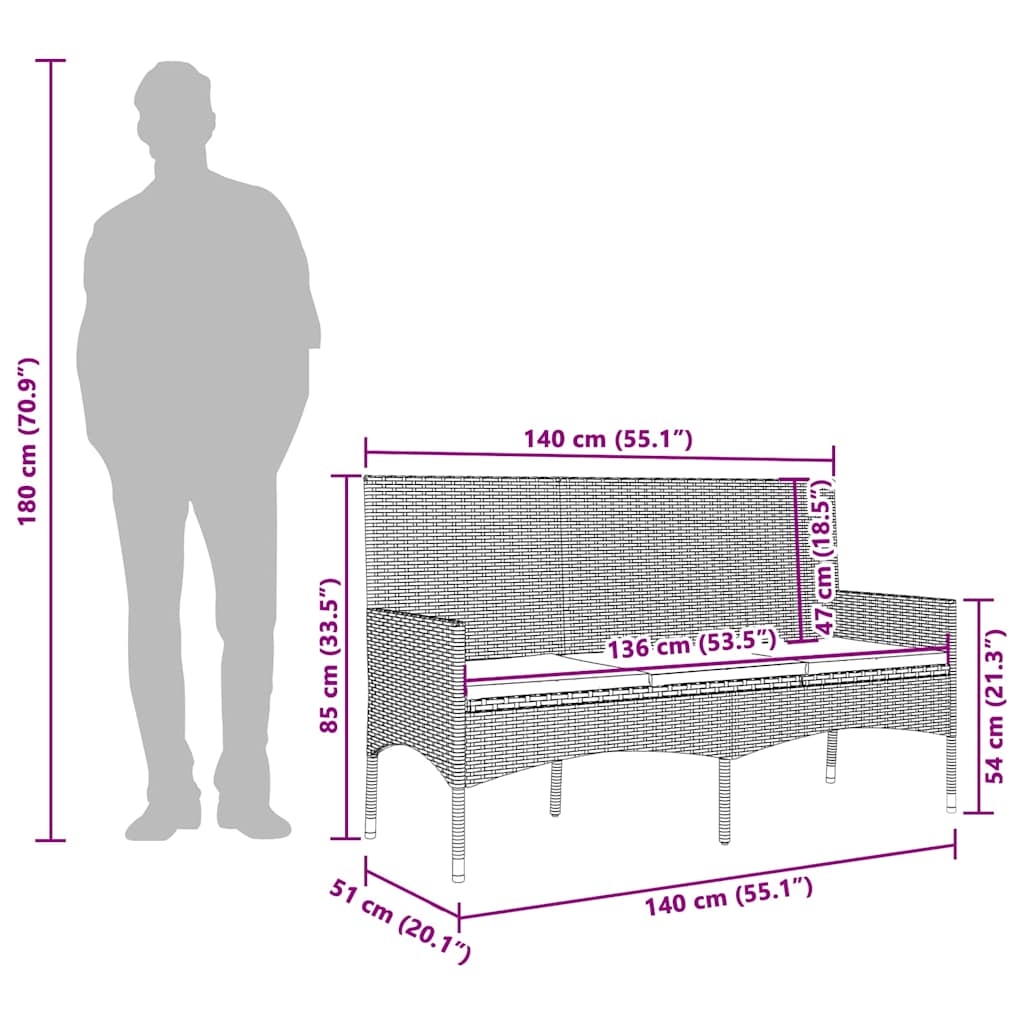 Set Mobilier De Grădină Cu Perne, 4 Piese, , Poliratan