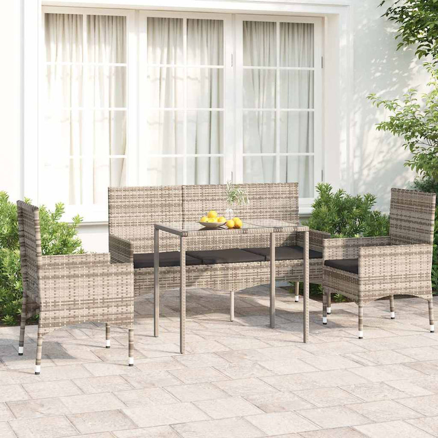Set Mobilier De Grădină Cu Perne, 4 Piese, , Poliratan
